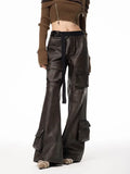 Vintage American Style Leather Cargo Pants