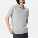 Flexible Vintage Retro Knitted Jacquard Polo T-Shirt