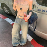 Y2K Cozy Blue Retro Wide Leg Jeans