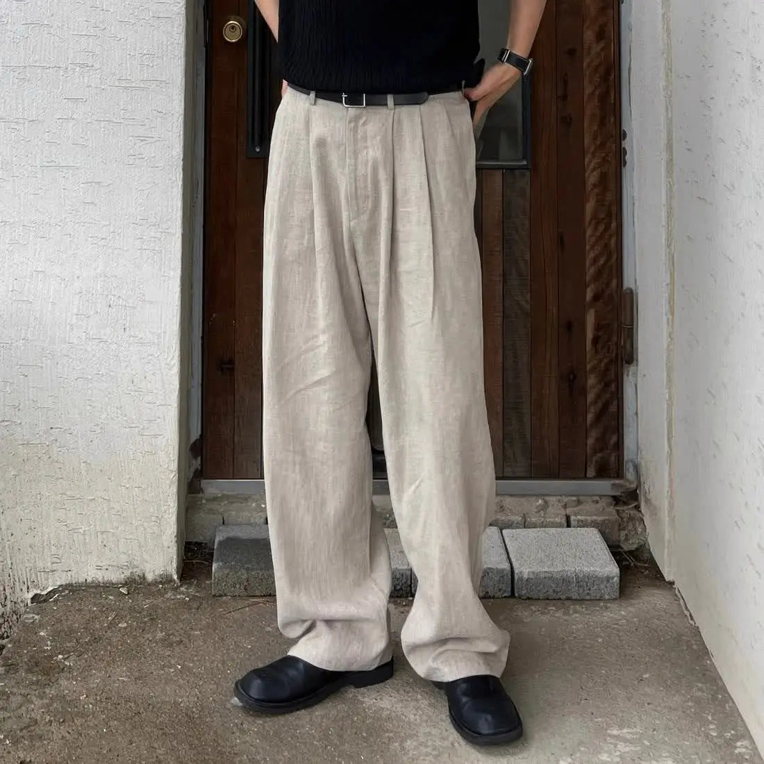 High End Military Green Linen Pants