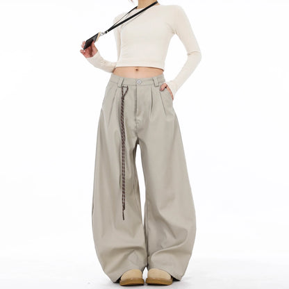 Black High Waist Straight Suit Pants