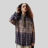 Luxury Plaid Oversized Hooded Blouse Shirt