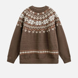 American Style Oversized Fair Isle Crewneck Sweater