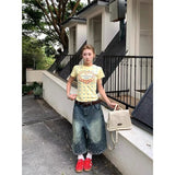 Y2K Streetwear Vintage Beaded High Waist Denim Jorts