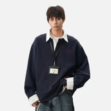 Cozy Comfort Loose Polo Collar Sweatshirt