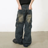 Vintage Straight Baggy Pockets Jeans