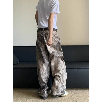Fried Tie Dye Loose Straight Jeans