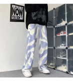 Zebra Printed Wide Leg Denim Jeans