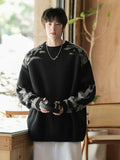 Men Retro Contrast Color Korean Style Sweater