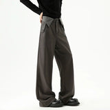 Cozy Contrast Color Pleated Straight Leg Suit Pants