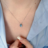 Blue Stone Oval Pendant Necklace