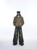 Y2K Streetwear Vintage Splicing Burr Edge Ripped Jeans