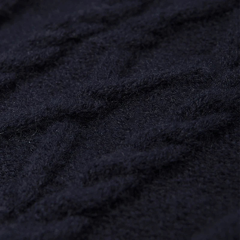 Abstract Patch Cable Knit Sweater