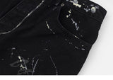 Gothic Graffiti Print Denim Pants
