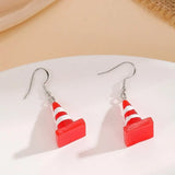 Vibrant Red Road Cone Drop Earring