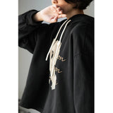 Korean Style Letter Print Black Hoodie