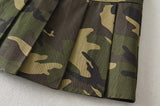 Pleated Camouflage Mini Skirt