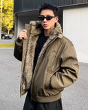 Y2K High Street Solid Color Faux Fur Jacket