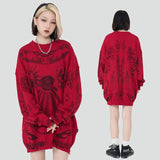 Effortless Rose Eye Scorpion Print Knitted Sweater