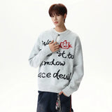 Jacquard Contrast Color V-Neck Knitting Sweater