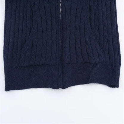 Effortless Slim Fit Zipper Hooded Cardigan