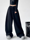 Women Cool Vintage Loose Gray High Waist Sweatpants