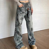 Streetwear Stylish Retro Vintage Straight Leg Jeans