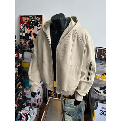 Elevated Modern Casual Hooded Bomber Jacket