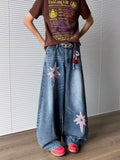 Star Embroidery Baggy Stacked Hip Hop Jeans