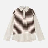 Classic Striped Fake Two Piece College Style Shirt