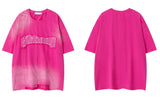 Fashionable Grunge Embroidered Patch Irregular T-Shirt