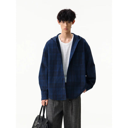Streetwear Cozy Soft Oversize Plaid Hooded Shirt