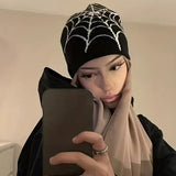 Y2K Gothic Spider Web Beanie