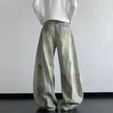 Plush Tie-Dyed Wide Leg Denim Jeans
