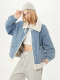 Sweet Blue Plush Lady Short Denim Jacket