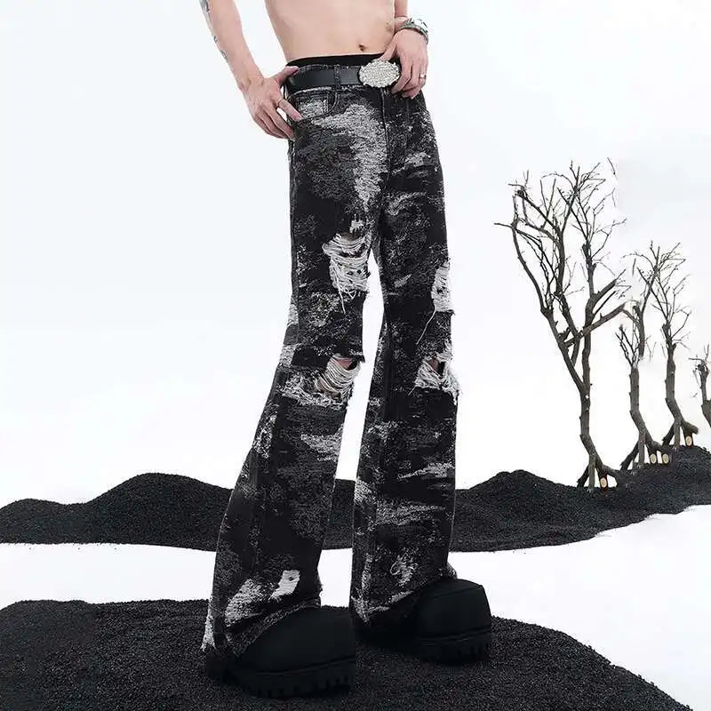 Wornout Broken Hole Design Bell Jeans