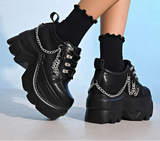Chunky Gothic Black Chain Platform Sneakers