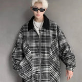 Versatile Patchwork Plaid Lapel Color Block Jacket