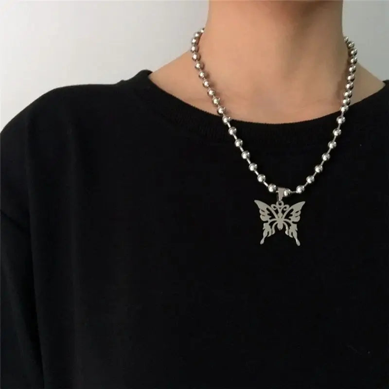 Butterfly Stainless Steel Pendant Necklace