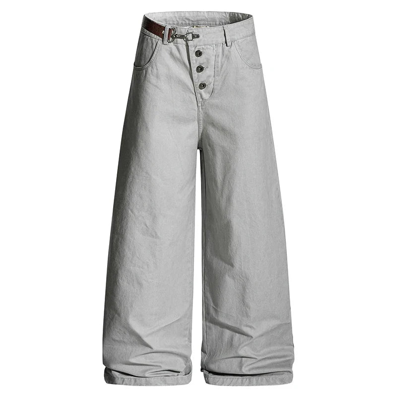 Streetwear Hip Hop Solid Color Belted Pants