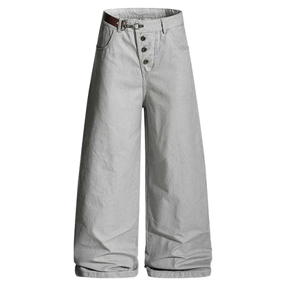 Streetwear Hip Hop Solid Color Belted Pants