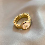 Unique Gold Watch Color Gothic Ring