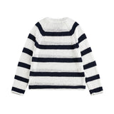 Y2K Plush Striped Lace Up Knitted Sweater