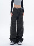 Retro Black Camouflage Cargo Pants
