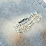 Streetwear Flattering Distressed Tie-Dye Denim Short