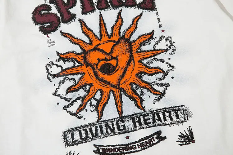 Gothic Loose Sun Spirit Graphic T-Shirt