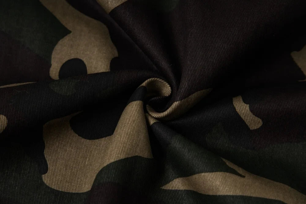 Camouflage Retro Print Faux Fur Hooded Jacket
