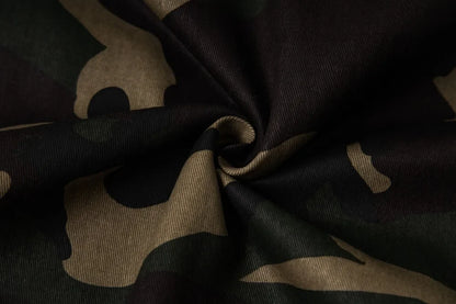 Camouflage Retro Print Faux Fur Hooded Jacket