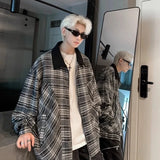 Versatile Patchwork Plaid Lapel Color Block Jacket