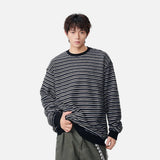 Y2K Striped Oversized Crew Neck Sweatshirt